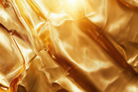 A gold fabric with a sun shining on it. The sun is reflected on the fabric, creating a warm and inviting atmosphereの素材