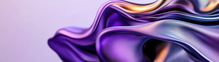 A purple and gold fabric with a wave pattern is displayed. The fabric appears to be made of a shiny, metallic material, giving it a luxurious and elegant lookの素材