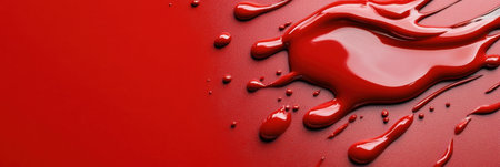 A red liquid with a splash of it on a red background. The splash is in the shape of a heartの素材