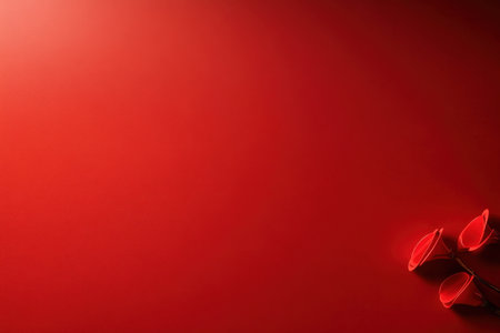 A red background with two red flowers on it. The flowers are small and are placed close to each other. The image has a warm and inviting mood, with the red flowers adding a pop of color to the sceneの素材