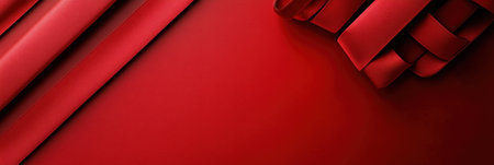 A red curtain with a red background. The curtain is red and has a patternの素材