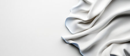 A white fabric is draped over a white background. The fabric is long and flowing, creating a sense of movement and elegance. The white background emphasizes the fabric's color and textureの素材