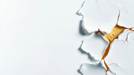 A white background with a torn piece of paper on it. The torn paper has a yellow borderの素材