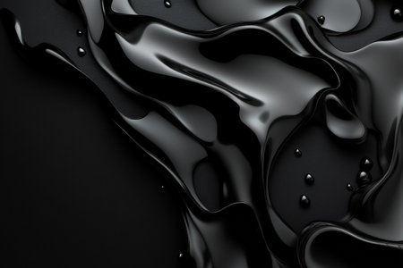 A black liquid with a dark background. The liquid is flowing and has a shiny appearance. The image has a mood of mystery and intrigueの素材