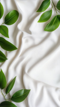 A white background with a leafy green border. The leafy green border is on the left side of the imageの素材