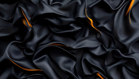 A black and orange fabric with a pattern of flames. The fabric is very thick and has a lot of textureの素材