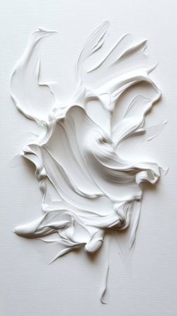 A white background with white paint splatters on it. The splatters are in various shapes and sizes, creating a sense of chaos and disorder. Scene is one of confusion and disarrayの素材