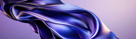 A blue fabric with a wave pattern. The fabric is purple and has a shiny texture. The image has a dreamy, ethereal quality to itの素材