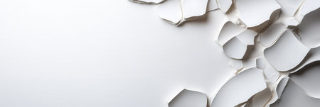 A white background with a lot of broken pieces of paper scattered all over it. The broken pieces of paper are of various sizes and shapes, and they are arranged in a way that creates a sense of chaosの素材