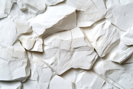 A white rock wall with many cracks and holes. The wall is made of white rocks and it looks like it has been broken apartの素材