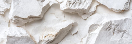 A white stone wall with a rough texture. The wall is made of large rocks and has a weathered appearance. The stones are scattered in various sizes and shapes, creating a sense of depth and dimensionの素材