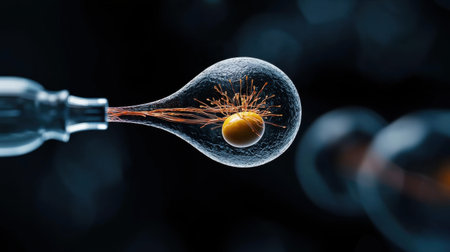 A glowing object is being shot out of a bottle. The object is a small, glowing eggの素材