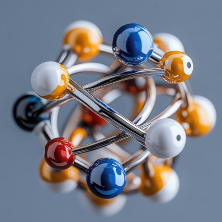 A colorful ball of beads with a silver wire frame. The beads are of different colors and sizes, and they are arranged in a spiral pattern. Scene is playful and whimsicalの素材