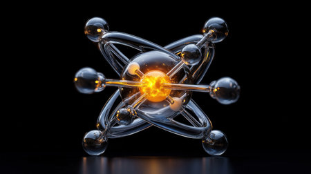 A glass sphere with a yellow object inside of it. The sphere is made of glass and has a metallic look to it. The yellow object inside the sphere is glowing, giving the impression of a glowing starの素材