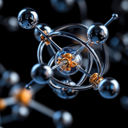 A close up of a sphere made of many small spheres. The sphere is made of metal and glassの素材