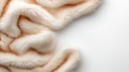A white background with a fur blanket on it. The fur blanket is white and has a fuzzy textureの素材