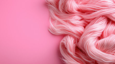 Pink hair with a pink background. The hair is long and fluffyの素材