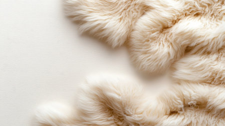 A white fur blanket with a pattern of lines is displayed. The blanket is made of soft, fluffy material and has a unique design that adds texture and visual interestの素材