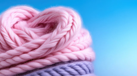 A bunch of yarn with pink and purple colorsの素材