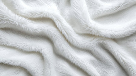 A white fur blanket with a wave pattern. The fur is very soft and fluffyの素材