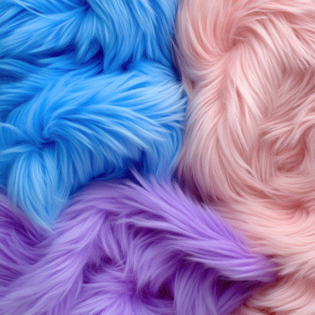 A colorful array of fur, with shades of blue, pink, and purple. The fur is arranged in a way that creates a visually appealing and vibrant displayの素材
