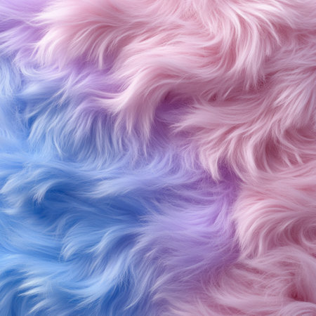 A close up of a pink, blue, and purple fur texture. The colors are vibrant and the texture is fluffyの素材