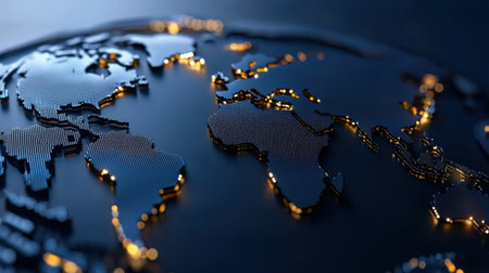 A globe with a blue background and lights on it. The globe is made of plastic and has a metallic lookの素材