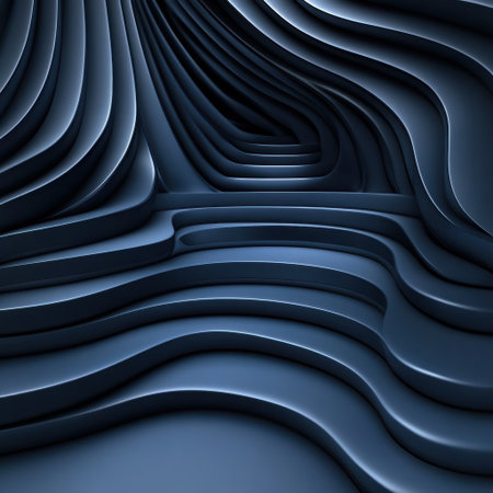 The image is a blue and black abstract design with a lot of curves and lines. It is a piece of art or a design, but it is not clear what it is. Scene is somewhat mysterious and intriguingの素材