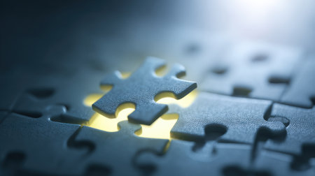 A puzzle piece is missing from a puzzle, and it is yellowの素材