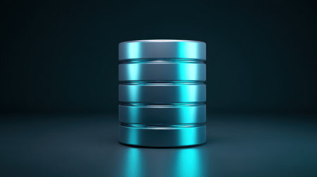 A silver and blue disk with five layers. The disk is shiny and reflective. It is a storage deviceの素材