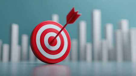 A red target with a red arrow pointing to it. The target is surrounded by a white backgroundの素材