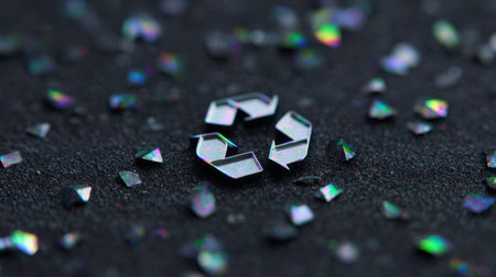 A piece of trash is on a black surface. The trash is a symbol of waste and pollutionの素材