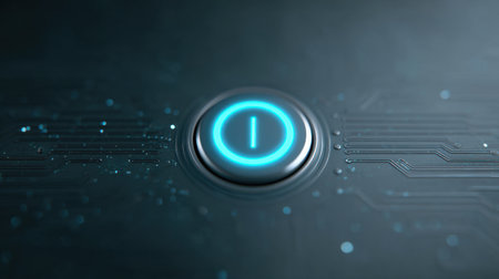 A blue button with the letter I on it. The button is surrounded by a lot of blue and white linesの素材