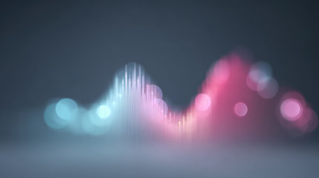 A blurry image of a purple and blue wave with a pink line. The image has a dreamy, ethereal quality to itの素材