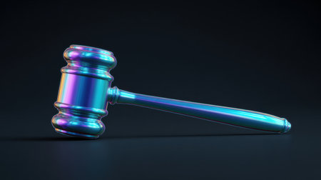 A blue and silver hammer with a black background. The hammer is the main focus of the imageの素材