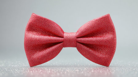 A red bow tie with glitter on it. The bow tie is red and shiny, and it looks like it's made of a shiny materialの素材