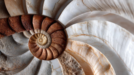 A spiral shaped object made of stone and wood. The spiral is made up of many different shapes and sizesの素材