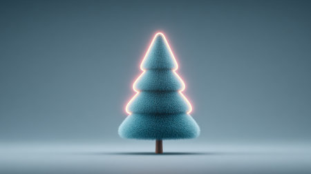 A blue tree with a red light shining on it. The tree is lit up and he is glowingの素材