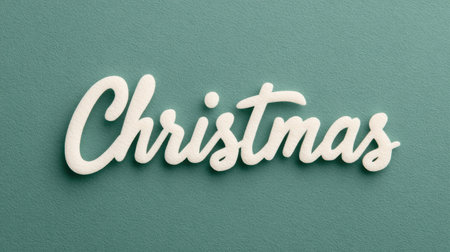 The image is a Christmas-themed design with white letters spelling out the word "Christmas" on a green backgroundの素材