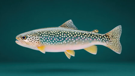 A fish with a lot of spots on it. The fish is in the waterの素材