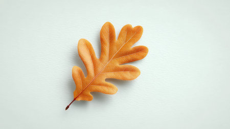A leaf with a brown stem is on a white background. The leaf is a part of a tree and is likely from the autumn seasonの素材