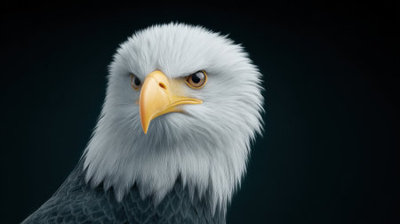 A close up of an eagle's face with a menacing look on its face. The eagle is looking directly at the cameraの素材