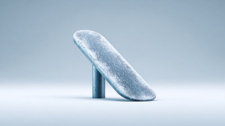 A blue object with a snowflake pattern on it. The object is a chair or a skateboardの素材