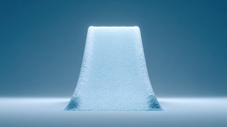 A blue and white image of a snow-covered mountain with a large, icy waterfall. The image has a serene and peaceful mood, with the snow and ice creating a sense of calmness and tranquilityの素材