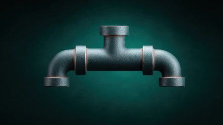 A pipe is shown in a green background. The pipe is made of metal and is very longの素材