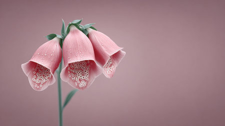 A pink flower with three petals is in the foreground. The flower is surrounded by a pink backgroundの素材