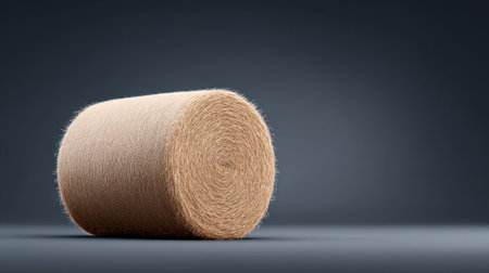 A brown object with a fuzzy texture sits on a grey surface. The object appears to be a piece of cloth or a roll of paper. The grey background and the fuzzy texture of the object create a sense of calmの素材