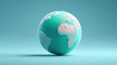 A green globe with a blue background. The globe is made of a material that looks like it's made of plasticの素材
