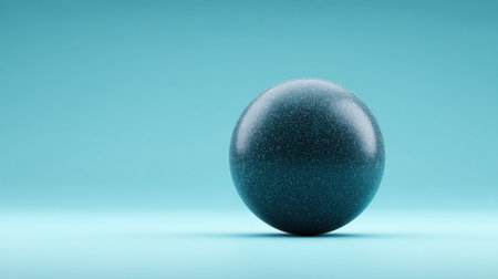 A blue sphere with a lot of small dots on it. The sphere is sitting on a blue backgroundの素材