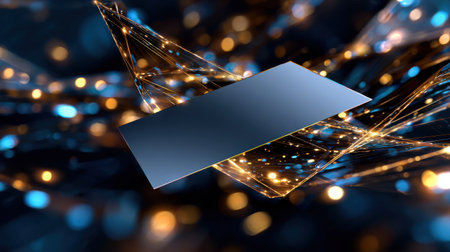 A blue square is floating in a sea of light and dark colors. The light and dark colors create a sense of depth and movement, while the blue square stands out as a focal point. Scene is one of wonderの素材